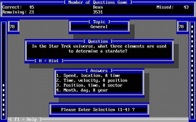 The Alcor Trivia Pro Classic Star Trek screenshot